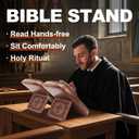 Bible Cover Case with Built-in Book Stand, Large Storage Leather Bible Bags for Women Men, Zipper Church PU Book Cover Study Bag, Christian Gifts for Mother/Husband/Daughter (11.8"x9")