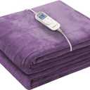Wapaneus Heated Blanket Electric Blanket 62" x 84" Twin Size with 10 Heating Levels and 12 Hours time Settings, Flannel Fast-Heating Electric Blanket, ETL Listed, Machine Washable, Purple