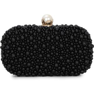 Oweisong Pearl Clutch Purses for Women Beaded Clutch Bag Formal Wedding Bride Evening Bag Party Tote Handbag (Black)