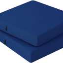 idee-home Outdoor Chair Cushions Set of 2, Waterproof Outdoor Seat Cushions for Patio Furniture, Outside Replacement Chair Pad with Ties for Lawn Deck Porch, 22 x 22 Navy Blue (Dark Cerulean)