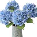 mizii 4Pcs Blue Artificial Hydrangea Flowers Large Fake Silk Hydrangea Flower with Leaves Stems Realistic Faux Hydrangeas Decorations for Wedding Table Centerpieces Vase Home Decor (Blue)