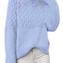 PRETTYGARDEN Oversized Sweaters for Women 2025 Fall Cute Cable Knit Long Sleeve Crewneck Chunky Pullover Tops Winter Clothing (Light Blue,Small) (Blue, S)
