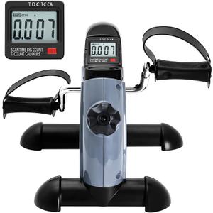 Mini Exercise Bike, himaly Under Desk Bike Pedal Exerciser Portable Foot Cycle Arm & Leg Peddler Machine with LCD Screen Displays (Gray)