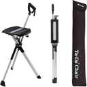 STEP2GOLD Ta-Da Chair Series 2- Portable Walking Stick, Cane with Seat, Foldable Chair, Hiking Stick, for Camping, Hiking, Lightweight Aluminum, Easy Carry, Anti-Slip (34.2"/Black)