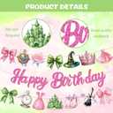 3 x Witch and Princess Happy Birthday Banner, Pink and Green Party Sign Decorations, Girl Boy Theme Supplies, Bday Kids 1st First Decor
