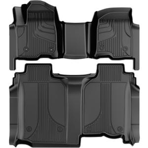 AOMSAZTO Floor Mats for 2019-2026 Chevy Silverado 1500 / GMC Sierra 1500, 2020-2026 Silverado/Sierra 2500HD / 3500HD Crew Cab, 1st & 2nd Row All Weather Liners