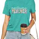 Teacher Shirts for Women Teacher Gifts Short Sleeve Shirts Graphic Tees Summer Tops 2025 (L)