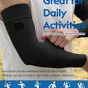 NURCOM Medical Compression Arm Sleeve for Men Women, 20-30 mmHg with Silicone Band for Lymphedema, Lipedema, Pain Relief, Edema, Swelling, Post Surgery Recovery, 2 Pack, Black L