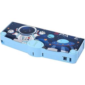 Cute Cartoon Space Pencil Case for Boys,Pop Up Multifunctional Pencil Box with Sharpener,Schedule,School Supplies,Pencil Pouch with Compartments