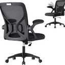 VASAGLE Ergonomic Mesh Office Chair with Adjustable Lumbar Support, 90-105 Tilt Function, Wide Seat, FlipUp Armrests, Computer Desk Chair for Home Office, Ink Black UOBN045BH01S, 24.4"D x 24.4"W x