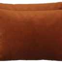 TangDepot Pack of 2 Solid Velvet Throw Pillow Covers, Super Luxury Soft Pillow Cases, Lumbar Pillow Shells, Pillowcases - (12x24 Inch 2 Pieces, Chocolate)
