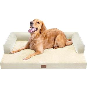 MEKIY Orthopedic Washable Dog Bed with Bolster for Medium to Large Dogs | Pillow Support for Neck Relief, Egg Crate Foam, Waterproof Liner, Anti-Slip Bottom, Removable Bolster Cover, 36 x 27 Inch