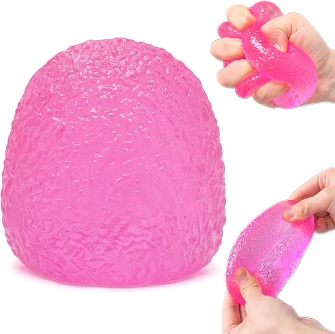 Squishy Pink Gumdrop Sugar Stress Ball, Fidget Toy Sensory Squeeze Ball, Solid Sugar Squishy Stress for Kids and Teens, Stress Relief Toys, Birthday Party Favors