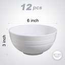 12 Pcs Unbreakable Cereal Bowls Set, 26 Oz Wheat Straw Bowls Set, Microwave & Dishwasher Safe Bowls for Kitchen, Reusable Plastic Bowls for Soup, BPA Free, White (NON-CERAMIC)
