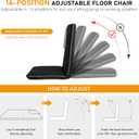 Floor Chair with Back Support 14-Position Adjustable Floor Chair Portable Ground Seating for Adults & Kids Foldable Meditation Seat with Japanese KOYO Bearings & Washable Linen Cover (Black), 17.32 in x 34.25 in x 2.75 in