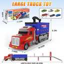 Carrier Truck Race Track Toys, Truck Toys for 3, 4, 5, 6, 7, 8 Years Old Kids, Foldable Transport Truck Toys Car with Lights & Sounds, 6 Metal Cars, Birthday Gifts for Toddler Boys Girls