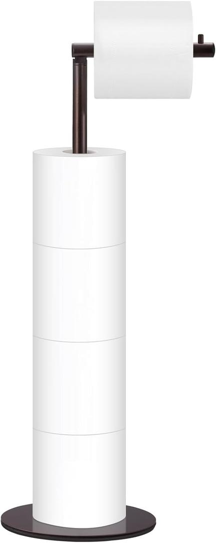 Toilet Paper Holder Stand, Free Standing Toilet Paper Roll Holder for 4 Spare Rolls, Modern Bathroom Toilet Paper Stand with Reserve, Oil Rubbed Bronze, Housen Solutions