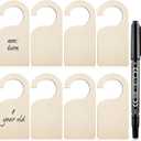 Patelai 50 Pieces Blank Wooden Clothing Rack Divider Closet Blank Organizers Hanger Separators Hanging Closet Divider with Marker Pen for Home Nursery Clothes
