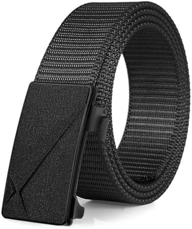 FAIRWIN Men's Ratchet Web Belt,1.25 inch Nylon Automatic Buckle,No Holes Invisible Belts for Men Jeans Pants