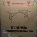 BestOffice Outdoor 6 FT Folding Camping Table Plastic Table Portable Square Height Dining Table Perfect for Picnics, Parties, Party and Camping, White
