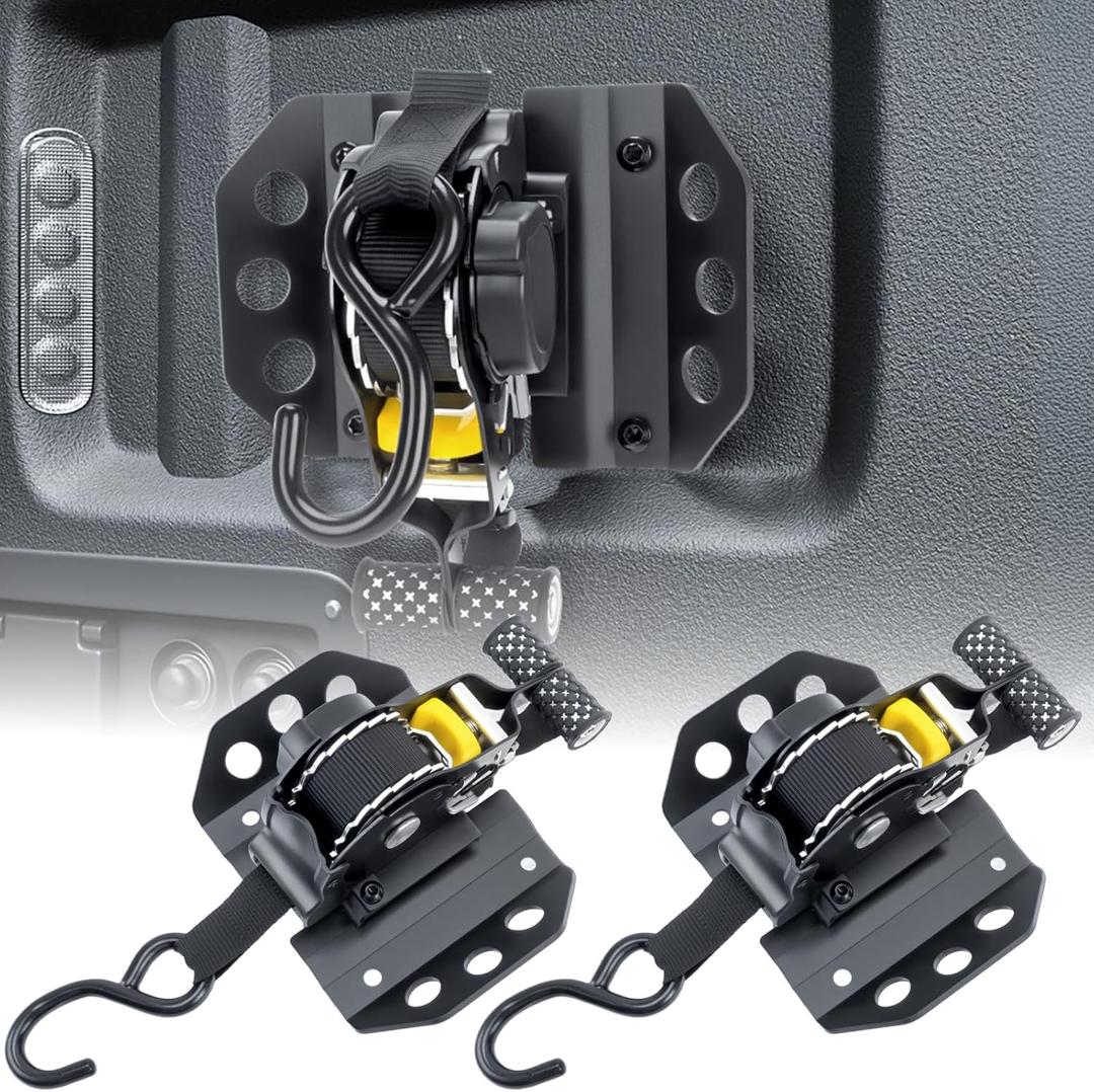 Retractable Ratchet Tie Down Kit Compatible with Chevy Silverado GMC Sierra 1500 2019-2025  2PCS Auto-Retract Cargo Straps, 10 FT Heavy-Duty Bed Tie Down System for Truck Accessories