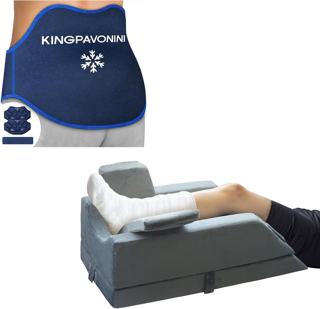 KingPavonini Back Ice Pack and Adjustable Leg Elevation Pillow