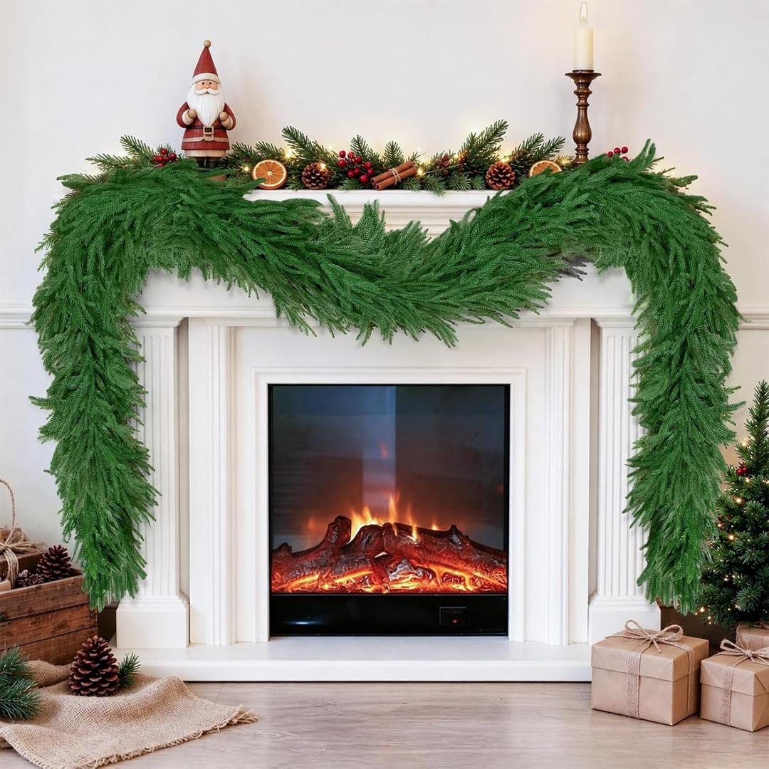 2Pcs 6FT Artificial Norfolk Pine Garland for Christmas Decorations