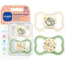 MAM Supreme Baby Pacifier, Newborns 16+ Months, Developed with Orthodontists, Extra Air Flow for Sensitive Skin, Glows in The Dark, BPA-Free Silicone, Sterilizer Case, Pack of 2, Made in Europe (Shell/Peppermint Green)
