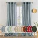 MIULEE Dusty Blue Linen Curtains 90 Inch Long 2 Panels for Bedroom Living Room, Soft Thick Linen Textured Window Drapes Semi Sheer Light Filtering Rod Pocket Back Tab Light Blue Burlap Look Decor