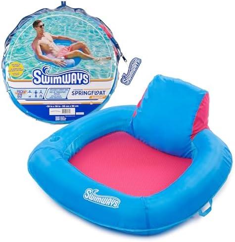SwimWays Spring Float Premium SunSeat Pool Chairs, Inflatable Pool Floats Adult with Fast Inflation for Ages 15 & Up