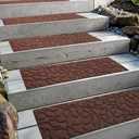 Aucuda Outdoor Stair Treads Non Slip for Elders and Dogs, 6pcs 8.5" x 30" Wooden Steps Runner Rug Heat Insulation Rubber, Brown Floral Staircase Mat Carpet for Indoor Grip Farmhouse