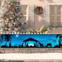 Merry Christmas Banner Nativity Silhouette Decor Backdrop 78x17 Inches Festive Religious Holiday Wall Decor Outdoor Indoor Welcome Banner Wall Hanging for Party Decoration Supplies