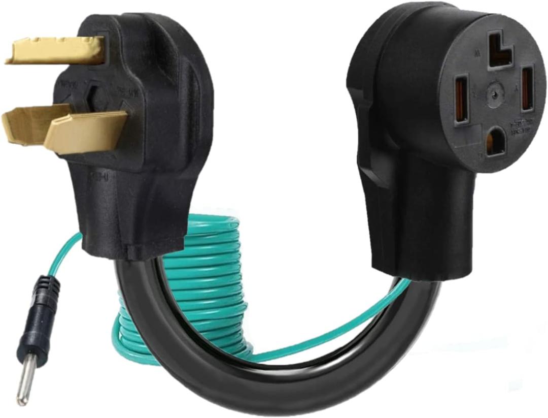 Eversimpleinc 4 to 3 Prong Dryer Adapter with Green Ground Wire - Connects New Dryer to Old Receptacle, 10-30P to 14-30R