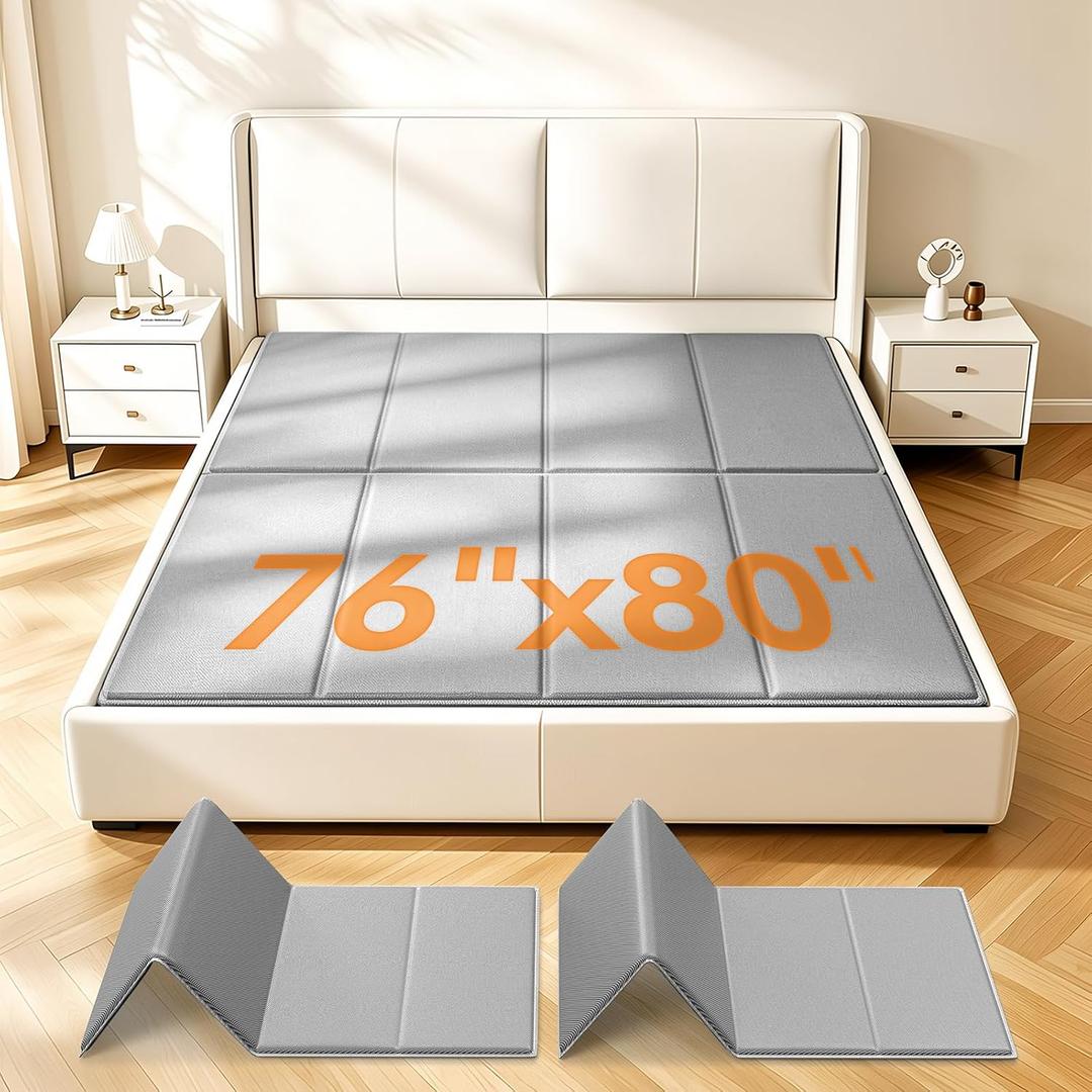 King Size Bunkie Board 76x80'' - Breathable Hollow-Core Bed Support, Noise Minimizing & Moisture Resistant Oxford Fabric, Low Profile Bed Board for King Size Platform & Slatted Frames, Grey