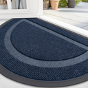 OLANLY Half Circle Door Mat Indoor Outdoor Entrance Welcome, Waterproof All-Season, All-Weather Doormat, Sturdy Natural Rubber, Low Profile, Easy Clean Patio Porch Entryway Mat, 36x24, Blue
