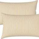 LVTXIII Outdoor/Indoor Lumbar Pillow Covers ONLY, Patio Fade Resistant Lumbar Pillow Covers, All Weather Cushion Cases for Sofa, Patio Couch Decoration, 12"x20", 2 Pack, Stripe Beige