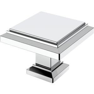 Alzassbg 10 Pack Polished Chrome Cabinet Knobs, 1.3 Inch(32mm) Square Kitchen Cabinet Hardware Knobs for Cabinets and Drawer AL6071CP