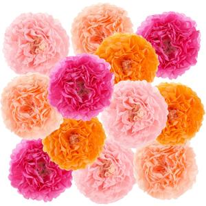 12 Pcs Tissue Paper Flowers, Large Handmade Artificial Flowers, Giant Floral Decorations, Multi-Layer Floral Orbs, Wedding Party Wall Decors, Reusable Backdrop Supplies