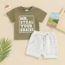 2 x Toddler Baby Boy Summer Clothes Letter Print Short Sleeve Shirt Tops and Shorts Set Summer Outfit 2Pcs (0-6 Months)
