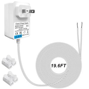 24V DC Power Adapter,110V-240V AC to DC 24V Transformer for C WireThermostat,Heywell Nest,Ring Pro doorbell,Ring Wired doorbell,Wyze Video Doorbell,LED Strip Light,Comes with Connector, 19.6FT