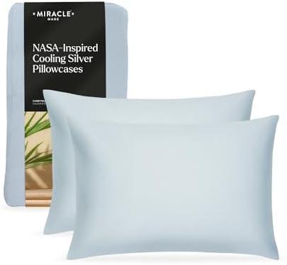 Miracle Made Soft, Breathable Cotton Pillowcase Set, 2-Piece – Silver-Treated, Cool-to-the-Touch Covers for a Fresher-Feeling Sleep Surface – Standard Size, Sky Blue