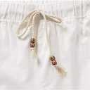 SIR7 Men's Linen Casual Lightweight Drawstrintg Elastic Waist Summer Beach Pants (White, XL)