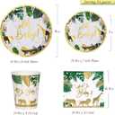 96 Pcs Jungle Safari Baby Shower Decorations Tableware Set, Oh Baby Paper Plates Cups and Napkins for Baby Shower and Birthday Party, Serves 24