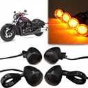 PSLER Motorcycle Turn Signal Light 41 mm Fork Clamp Front Rear Set LED Turn Signals Compatible with Sportster XL 883 1200, 2 Pairs, Black