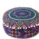 INDIAN CRAFT CASTLE ICC Floor Pillows & Cushion Covers Decorative Hippie Mandala Pouf Pillow Covers Seating Meditation Cushion Cover Large Boho Ottoman Case Pillowcase Couch New Pink, 16" Round