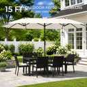 DomeShade Large 15FT Double Sided Patio Umbrella with Base Included,Ivory, Extra Large