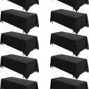VidaFete Classic Series 10 Pack 90 * 132inch Black Rectangle Tablecloth