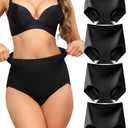 LEVAO Women's Tummy Control Underwear High Waisted Seamless Panties - Postpartum Briefs No Show Shaper 4 Pack, Small