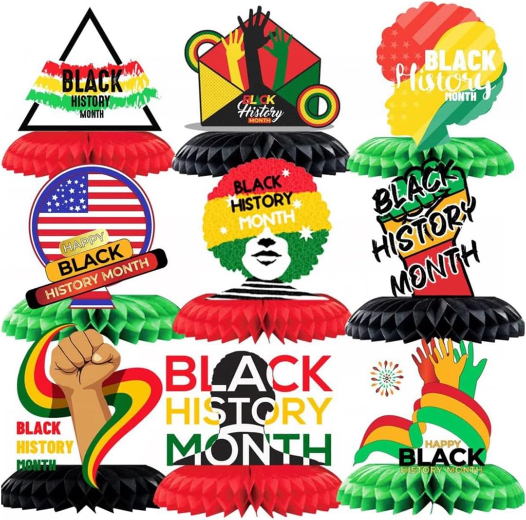 Black History Month Party Honeycomb Centerpieces For African American Table Decorations,African American History Celebration Centerpieces Party Supplies (Style 1)