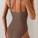 B2prity Women's Mesh One Piece Swimsuit Tummy Control Sexy Bathing Suit Push Up Swim Suit Slimming Swimwear (Brown, M)
